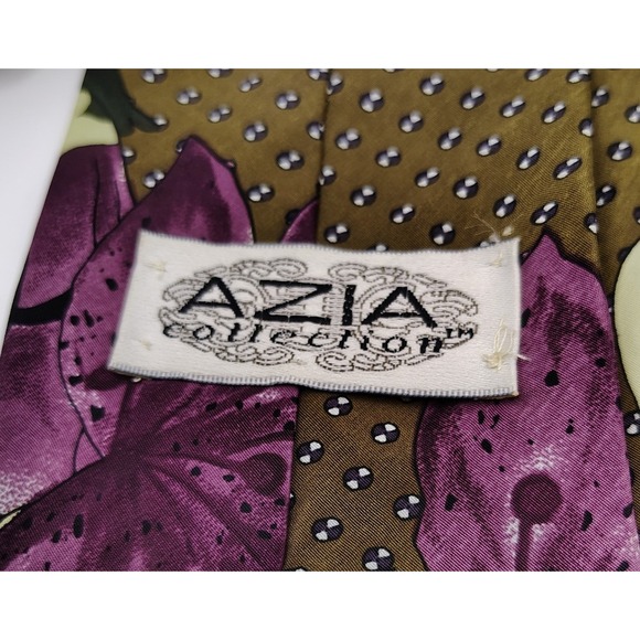 Vintage 80's AZIA Collection Mens Silk Necktie Large Purple Nagel Style Women - Picture 4 of 4